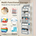 5-Tier Over-the-Door Storage Rack – 44 lbs Capacity, No-Drill Design