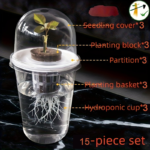 Clear Hydroponic Seed Net Pots 15 Pack – Breathable Plant Cups - 15pcs