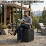 Large Outdoor Resin Deck Box with Lockable Lid & Handles