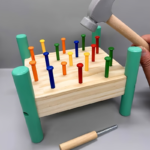 Wooden Pounding Table Bench Toy with Nails for Toddlers