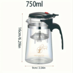 Deer Glass Teapot with One-Touch Tea Infuser 25 oz