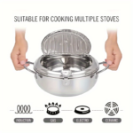 304 Stainless Steel Tempura Deep Fryer Pot with Thermometer