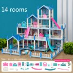 4-Story Dollhouse Playset with 4 Dolls & Furniture for Kids