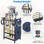Heavy-Duty Metal Garden Tool Organizer – Holds 35 Long-Handled Tools