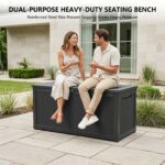 Large Outdoor Resin Deck Box with Lockable Lid & Handles