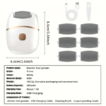 Rechargeable Electric Foot Callus Remover with 6 Heads White & Gold