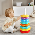 6-Layer Rainbow Spinning Stacking Tower – Toddler Sensory Toy