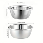 2-Piece Stainless Steel Micro-Pore Colander & Mixing Bowl Set - 1 Set