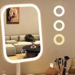 Rechargeable LED Makeup Mirror – 3-Color Lighted Desktop Vanity Mirror