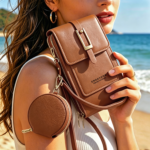 2-Piece Women's Crossbody Phone Bag & Multi-Slot Wallet Set - Brown (Two-Piece Set)