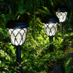 10-Pack Solar LED Garden Stake Lights – Cross Grid Landscape Decor