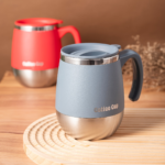 17 oz Double-Wall Insulated Coffee Mug with Lid – Stainless Steel Cup