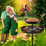 42&quote; Heavy-Duty Double-Layer Metal Bird Bath with 5-Prong Base