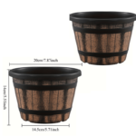 Whiskey Barrel Planter Set with Drainage Holes – Vintage Brown