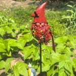Large Red Cardinal Garden Statue – Iron Metal Bird Yard Sculpture