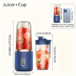 6-Blade 2-in-1 Portable Blender & Juicer with USB Charging 2 Cups