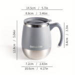 17 oz Double-Wall Insulated Coffee Mug with Lid – Stainless Steel Cup
