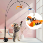 Interactive Suction Cup Cat Feather Toy – Hands-Free Bird Teaser Stick