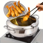 304 Stainless Steel Tempura Deep Fryer Pot with Thermometer