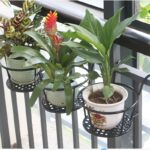 3-Pack Hanging Metal Flower Pot Racks for Railings & Fences - Black