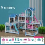 4-Story Dollhouse Playset with 4 Dolls & Furniture for Kids