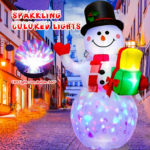 5ft Christmas Inflatable Snowman with Rotating Color LED Lights - Colorful Led Lights Snowman