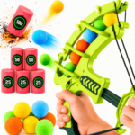 Kids Soft Foam Ball Shooting Toy Set – Safe Blaster Game for Ages 3+ - Blue bow