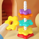 6-Layer Rainbow Spinning Stacking Tower – Toddler Sensory Toy