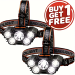 BOGO 2-Pack 5-LED Rechargeable Headlamp – Bright Camping & Work Light - Black / 2pcs
