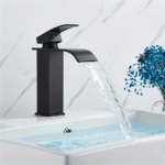 Stainless Steel Waterfall Bathroom Faucet – Hot & Cold Single Hole