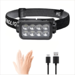 Super Bright Rechargeable LED Headlamp – 6 Modes & 120° Tilt - Black / Wave Sensing Model
