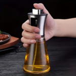 7 oz Glass & Stainless Steel Oil Sprayer Bottle with Pressure Nozzle