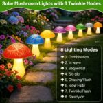 Solar Mushroom Garden Lights 8-Piece – Cracked Glass Outdoor Decor