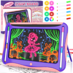 LED Light-Up Drawing Board with 9 Double-Sided Cards & Markers