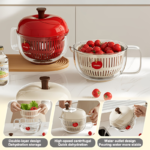 Rotating Double-Layer Vegetable Spinner & Washing Basin Set