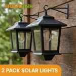 Solar Outdoor Wall Lanterns 2-Pack – 3000K Warm White Sconces - 2 Pieces Of Black
