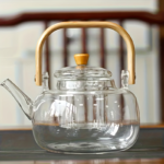34 oz Borosilicate Glass Teapot with Wood Handle & Infuser