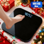 Digital Bathroom Scale with LED & Temp Display – Wide Glass Platform
