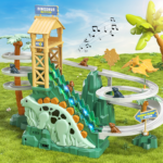 Dinosaur Stair Climbing Track Toy Set with Lights & Music Ages 3+