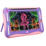 LED Light-Up Drawing Board with 9 Double-Sided Cards & Markers - Pink Purple