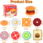 Wooden Stacking Hamburger Toy with Order Cards for Kids