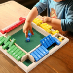 Wooden Number Dice Game Set with 8 Colorful Dice for Kids
