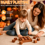 Classic Wooden Tic Tac Toe Game Set 9 Blocks – Tabletop Decor & Family Game