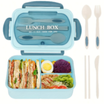 Partitioned Thermal Bento Lunch Box – Microwavable Food Container 4 Colors - Blue