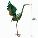 32.68inch Colorful Metal Heron Garden Statue, Spreading-Wings Crane Sculpture, Suitable for Large Outdoor Garden Decor in Courtyards, Lawns, and Backyards
