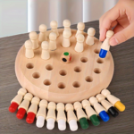 Wooden Memory Matching Game – Color Peg Chess Board for Kids