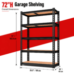 72&quote;H Heavy-Duty 5-Tier Garage Shelving Unit – Metal Storage Rack - 72"H Shelf