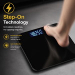 Digital Bathroom Scale with LED & Temp Display – Wide Glass Platform