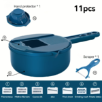 12-in-1 Vegetable Chopper Pro & Mandoline Slicer with Container - Blue / 12 functions in 1