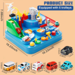 Car Adventure Track Playset with 6 Mini Cars & Helicopter